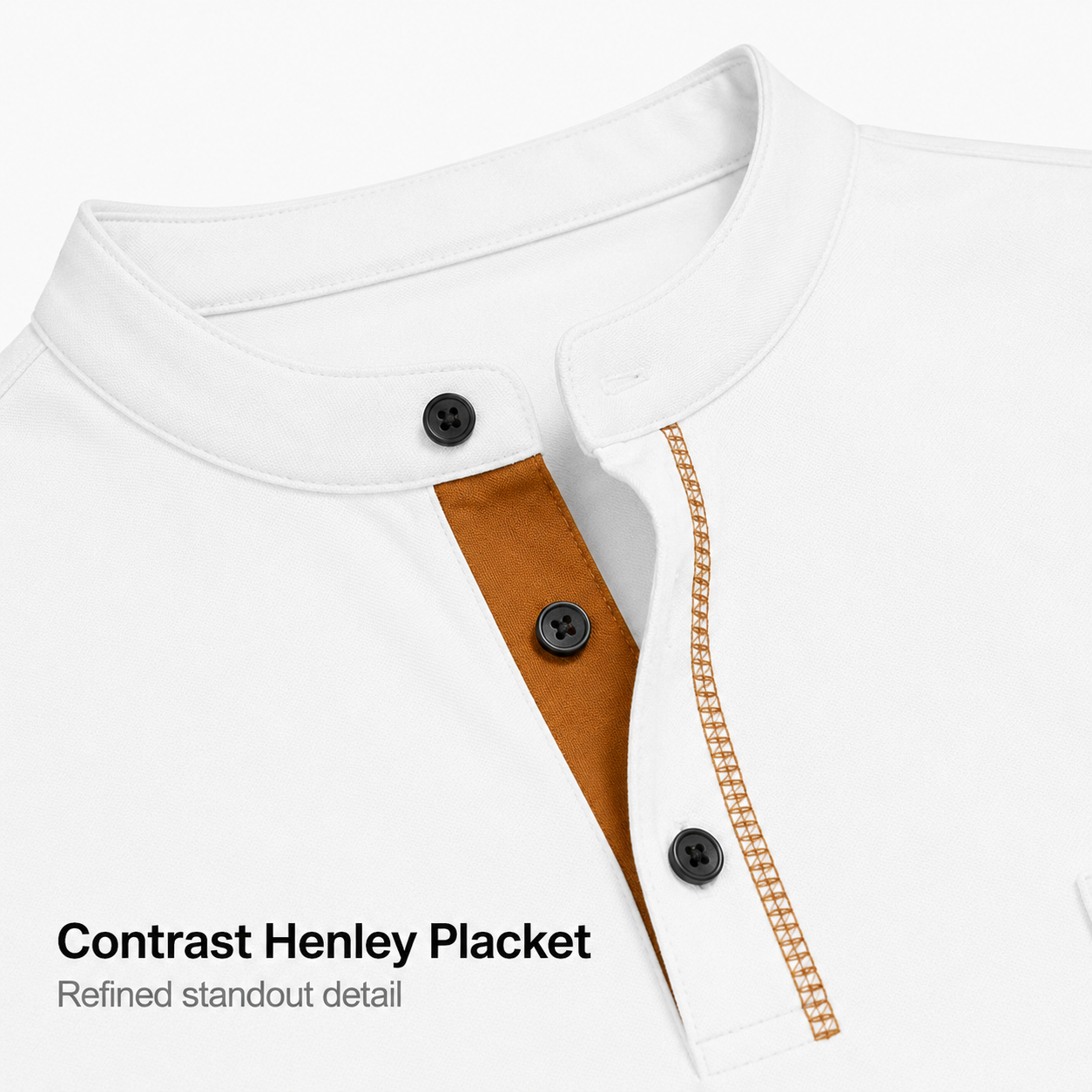 Contrast Henley placket detail