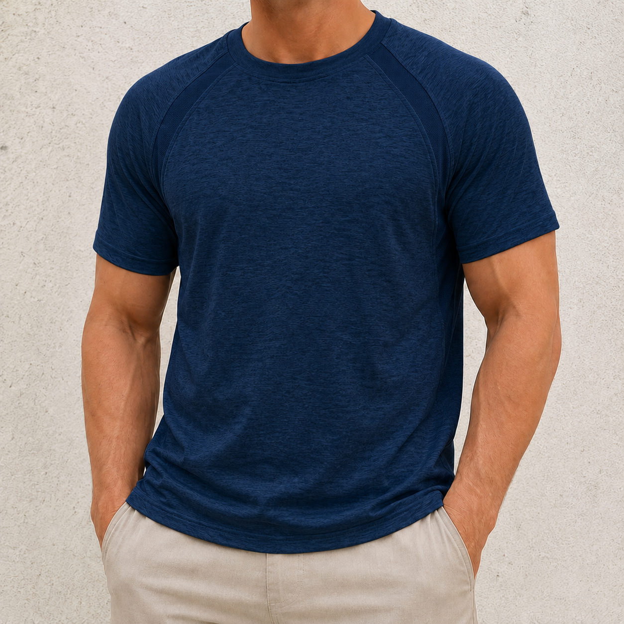 Deep Navy men's raglan athletic tee front view