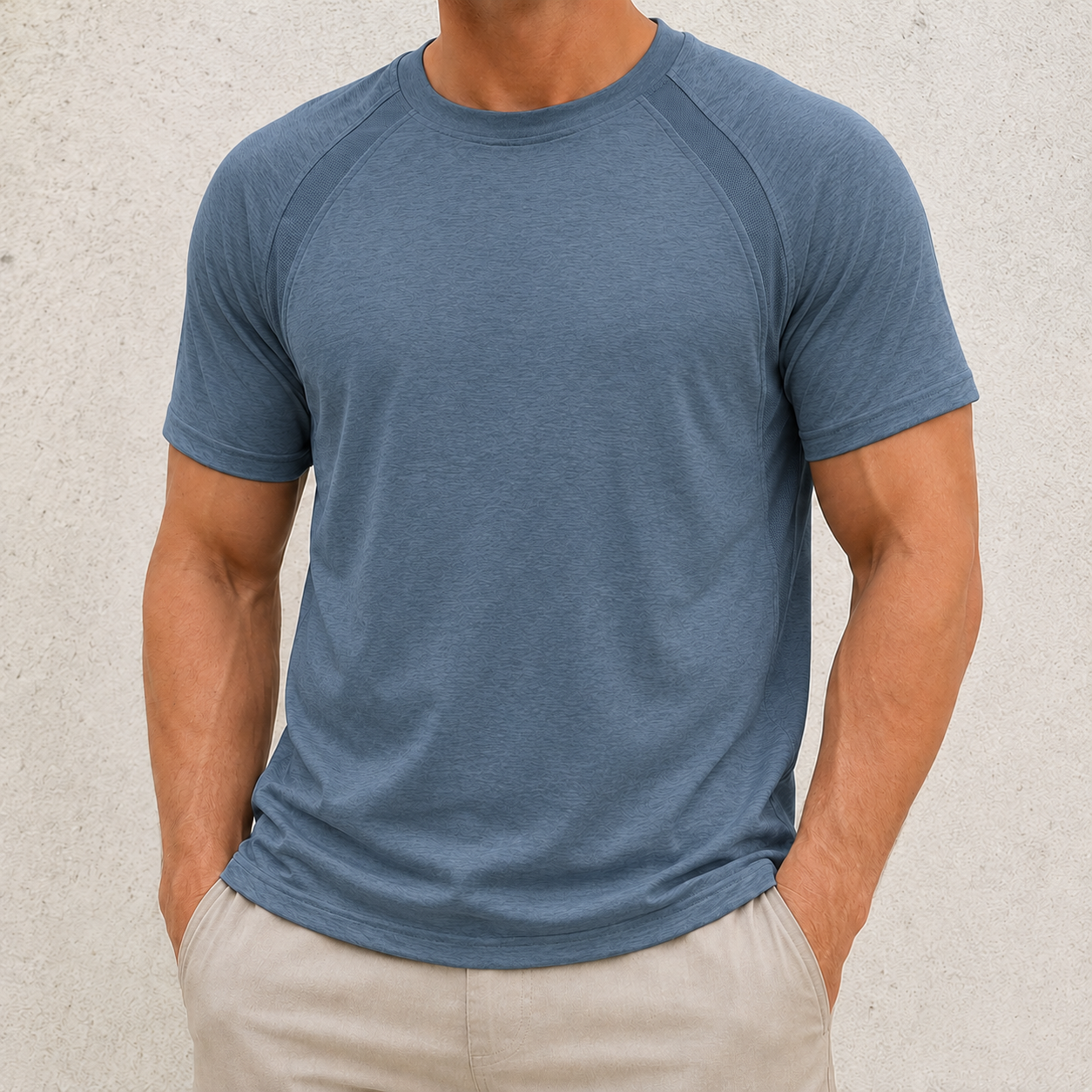 Slate Blue men's raglan athletic tee front view