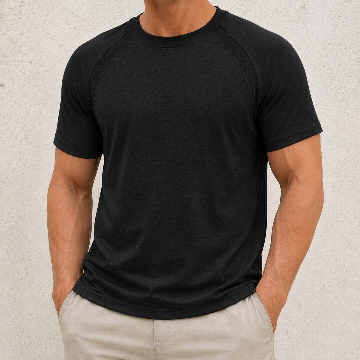Classic Black men's raglan athletic tee front view