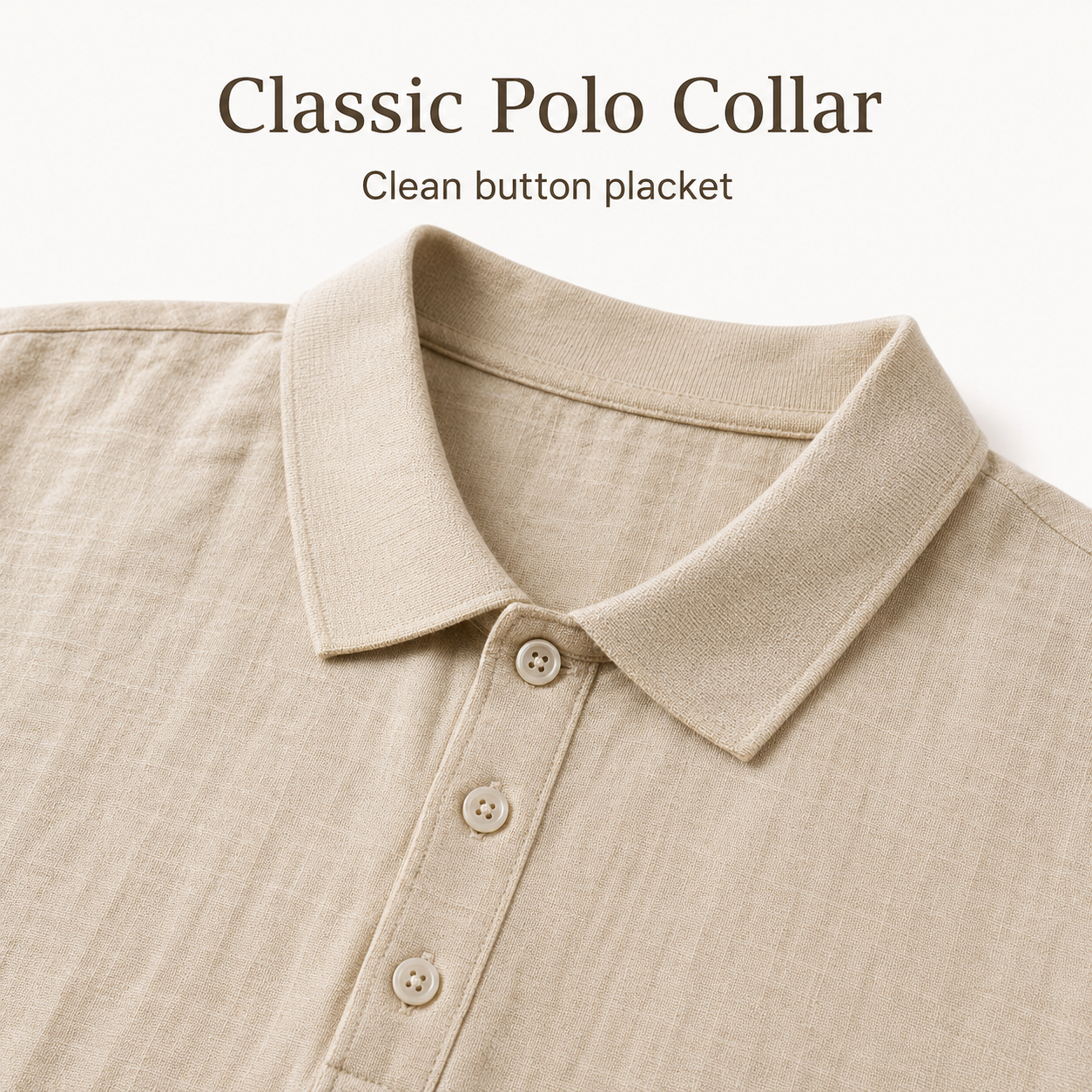 Classic polo collar and button placket detail