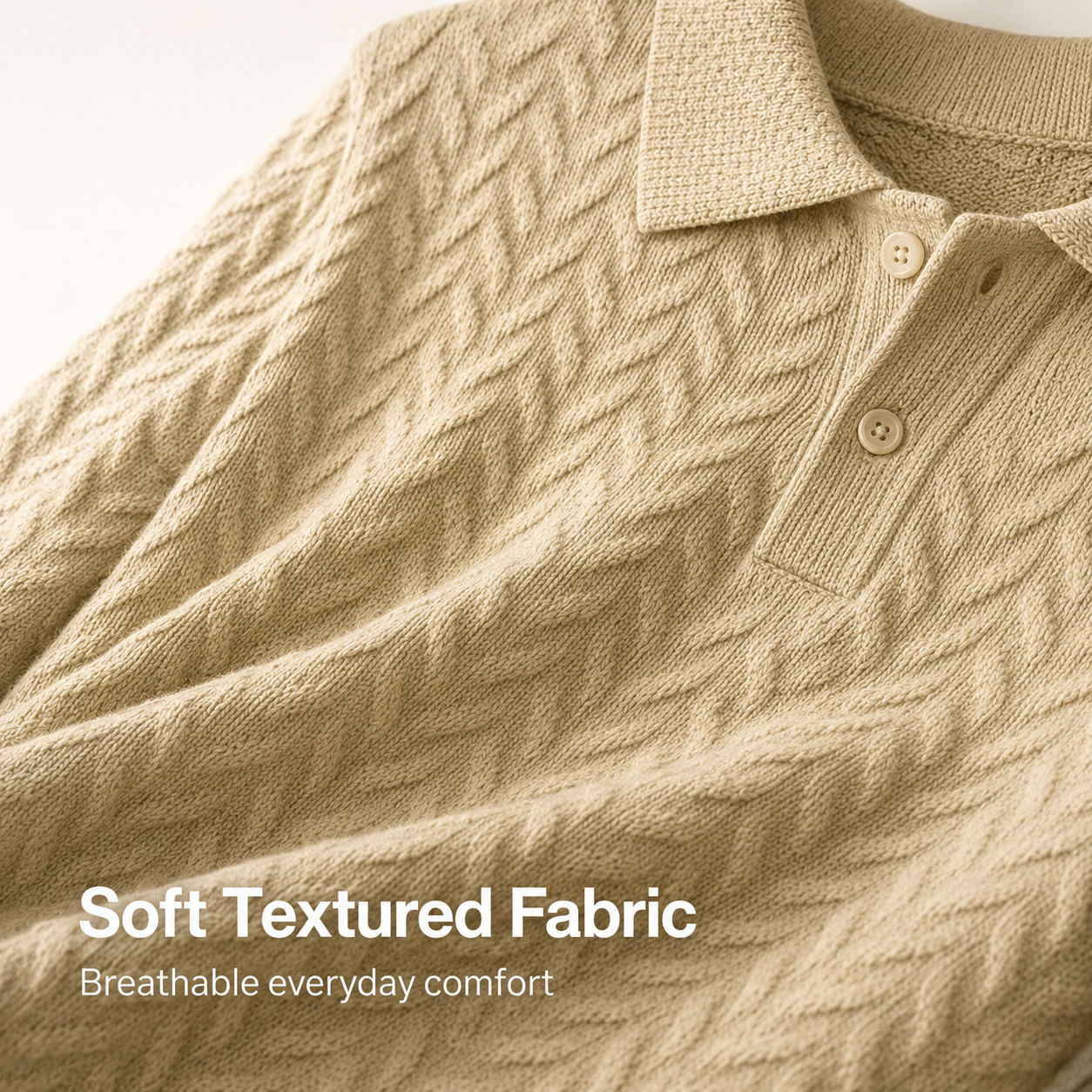 Raised textured knit-look fabric detail