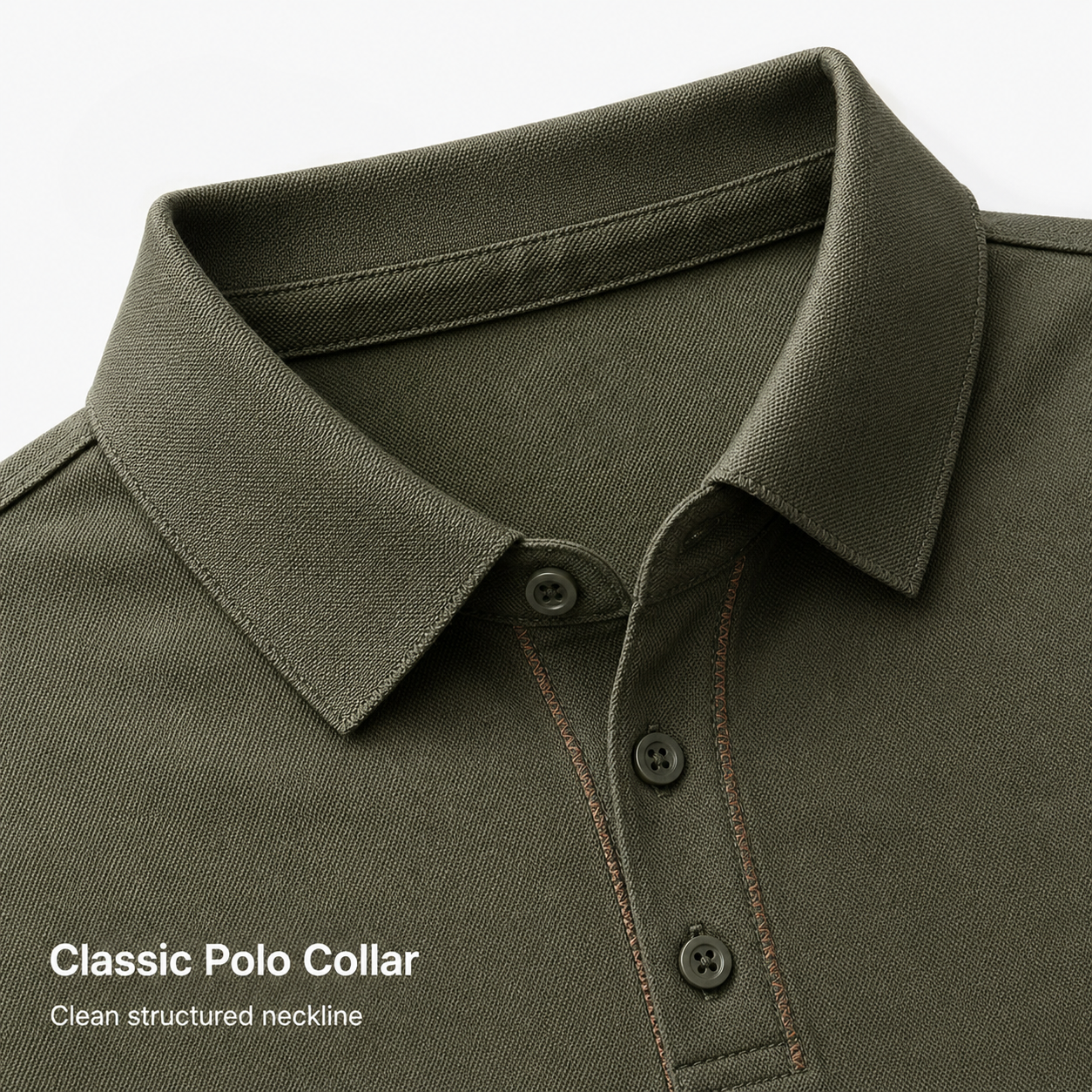 Men's polo shirt classic collar and button placket detail