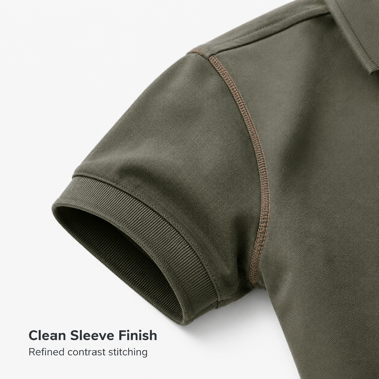 Men's polo shirt ribbed cuff and contrast stitching detail