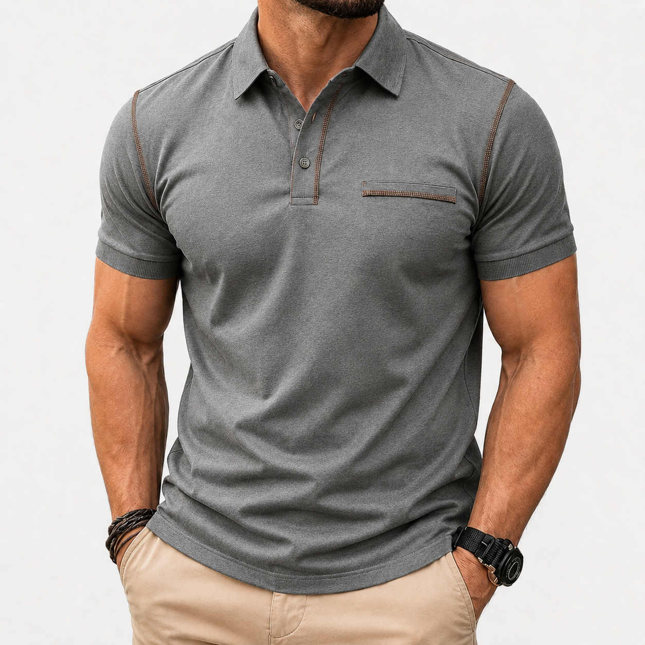 Men's polo shirt in heather gray
