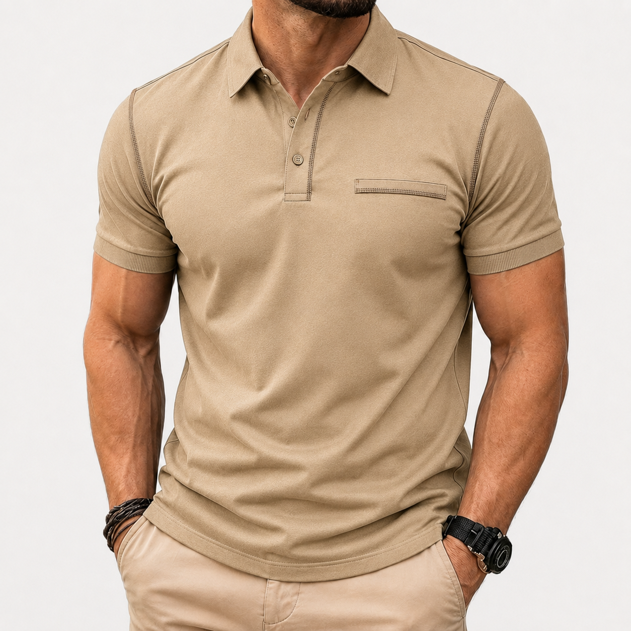 Men's polo shirt in khaki beige