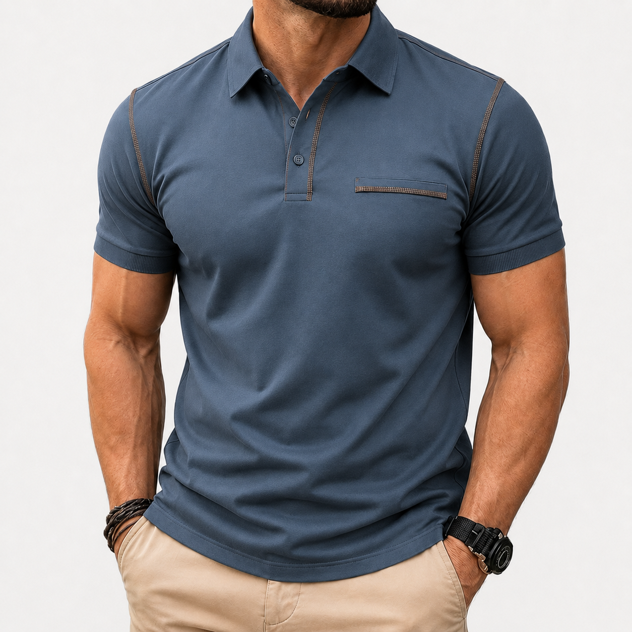 Men's polo shirt in slate blue