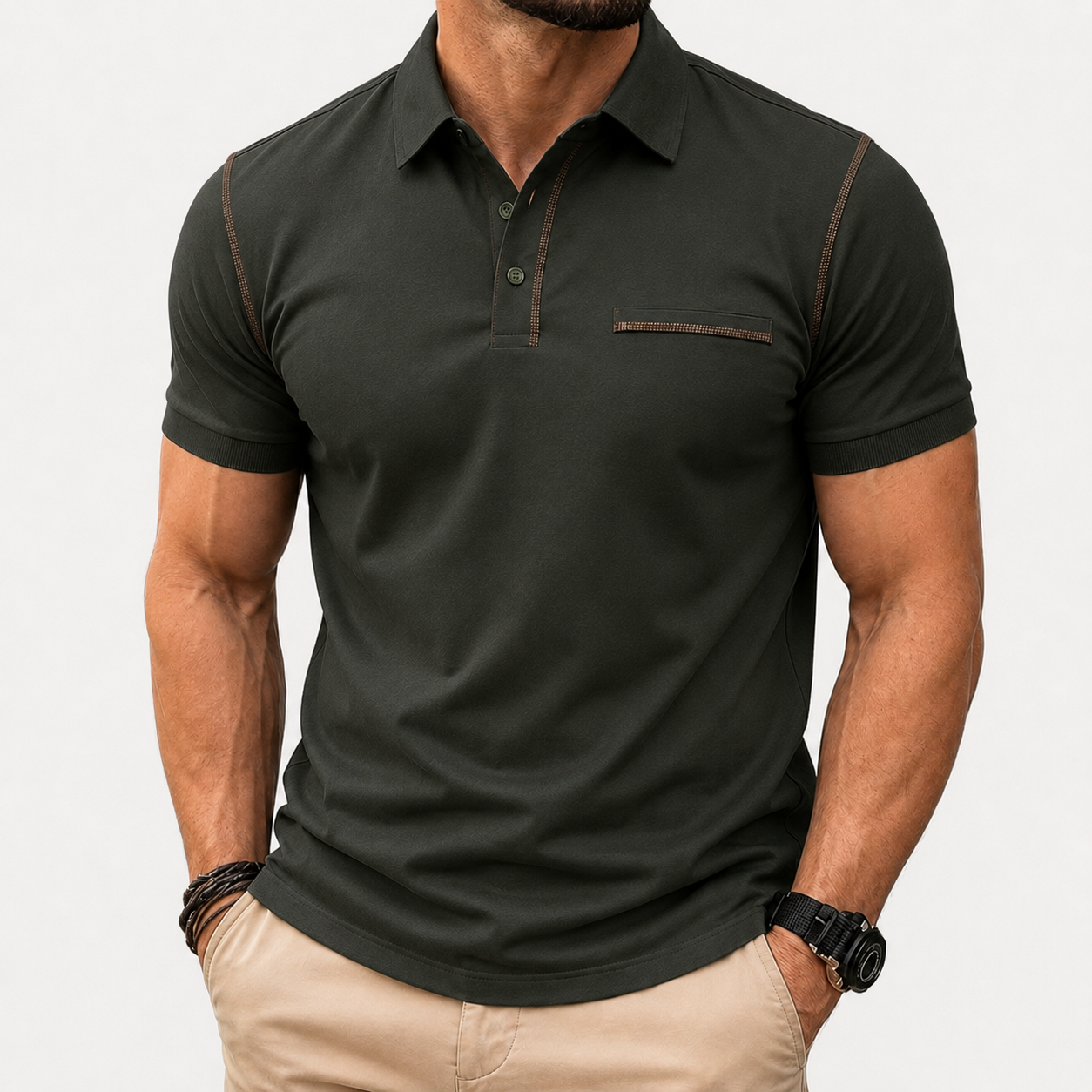 Men's polo shirt in charcoal green