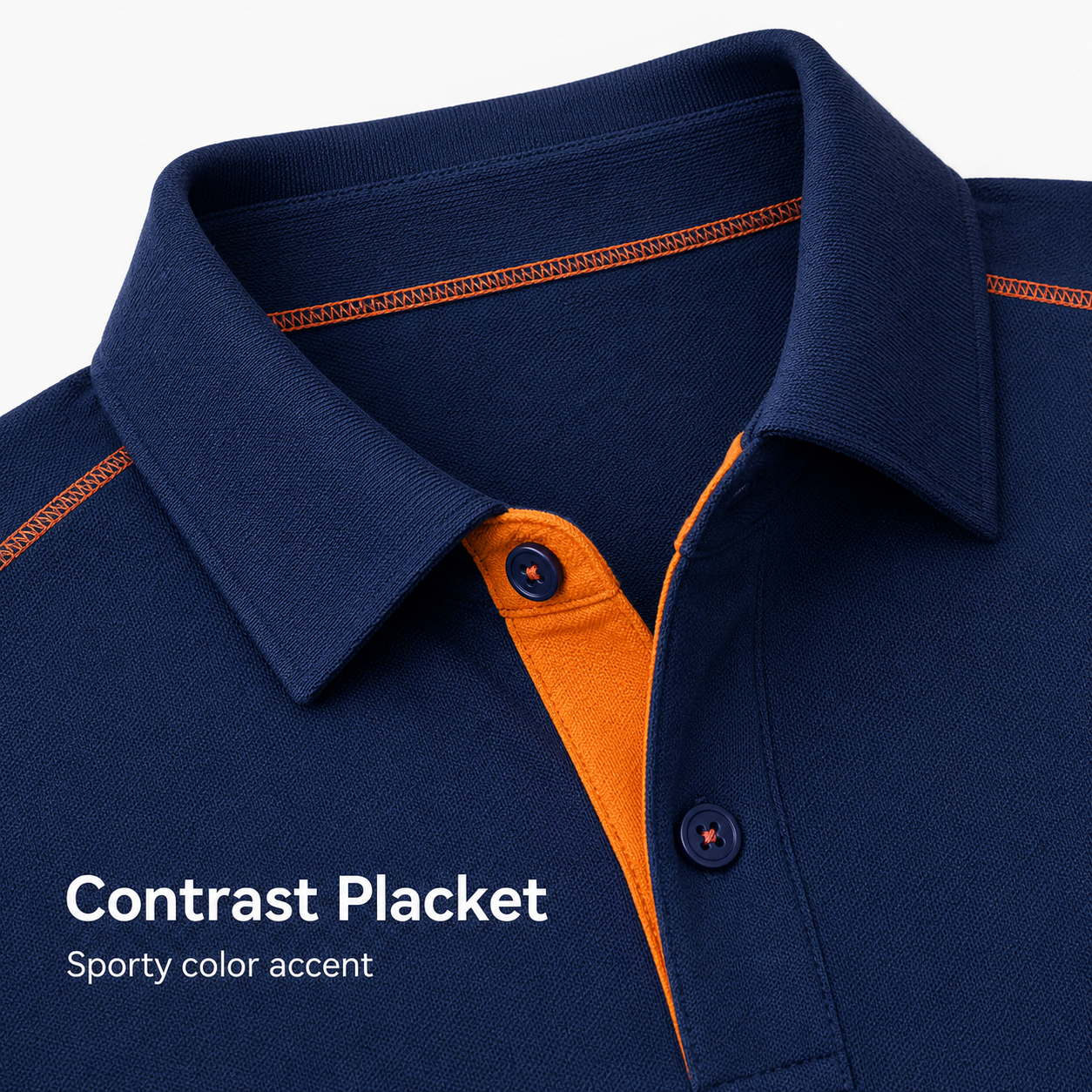 Men's polo shirt contrast placket detail