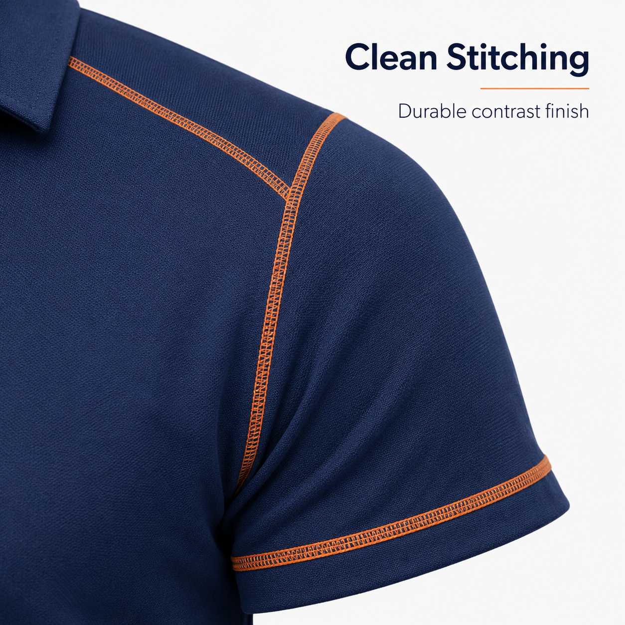 Men's polo shirt clean contrast stitching detail