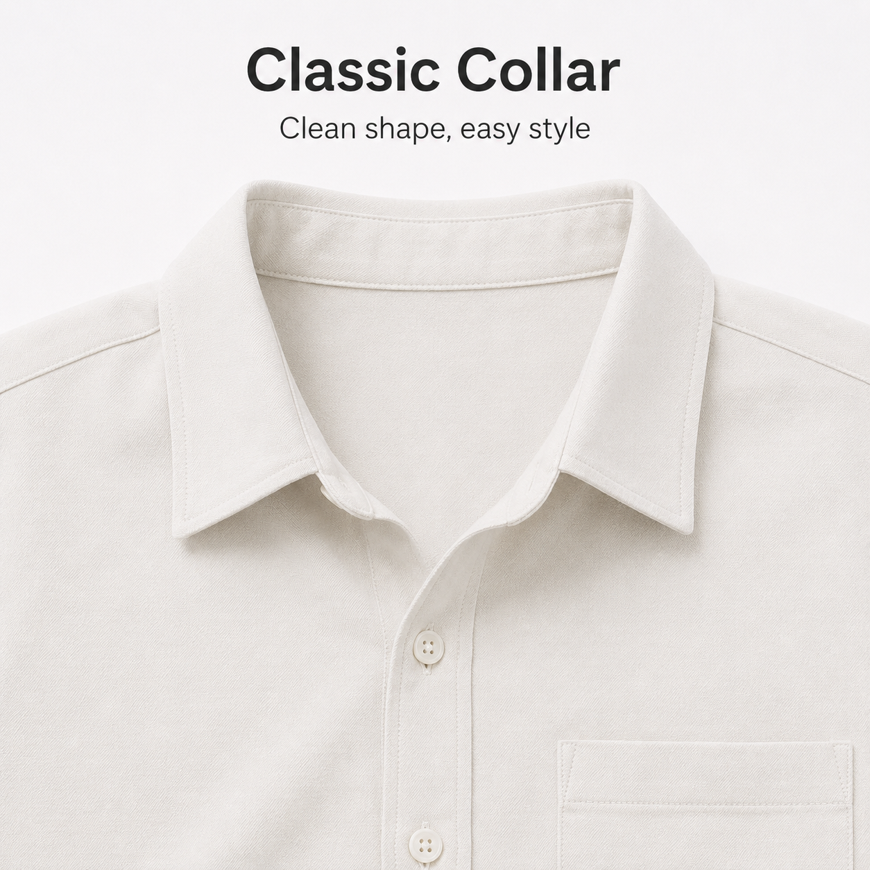 Men's button-up shirt classic collar detail