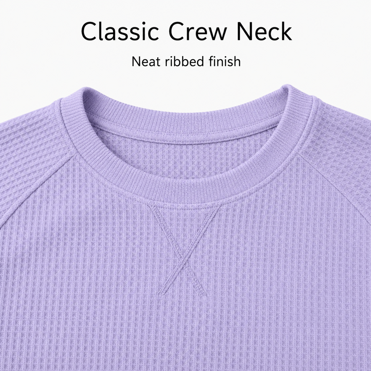 Classic ribbed crew neck and V-stitch detail