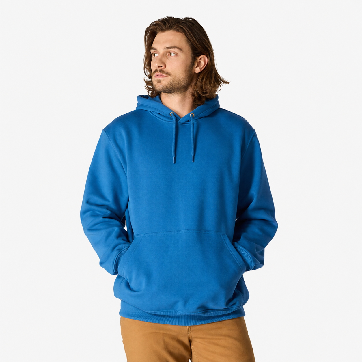 Bright Blue solid pullover hoodie