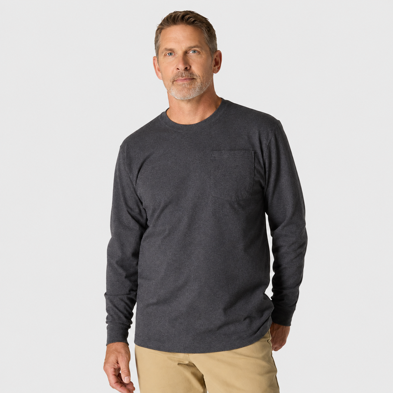 Charcoal Heather relaxed-fit long-sleeve pocket T-shirt