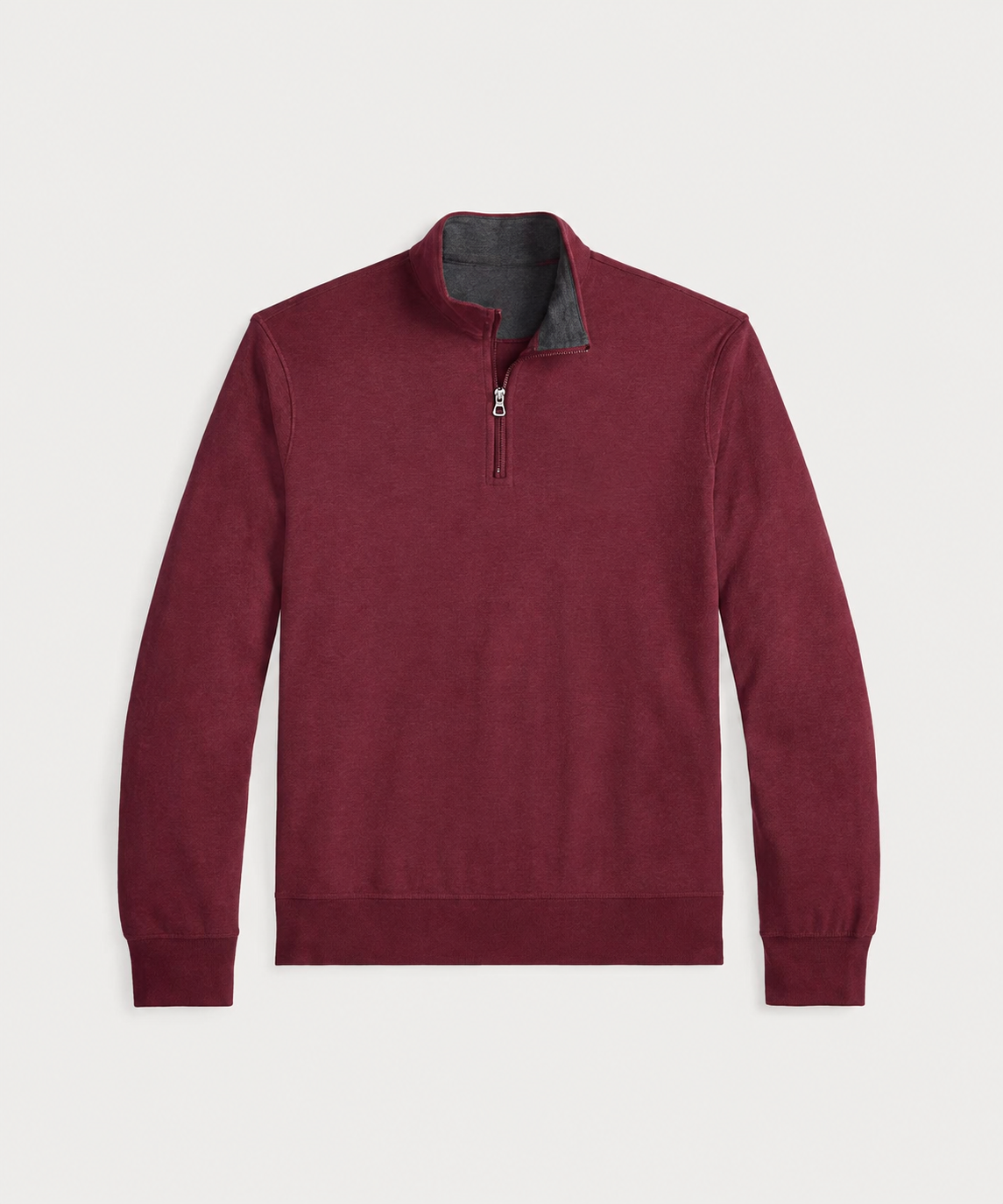 Burgundy soft jersey quarter-zip pullover