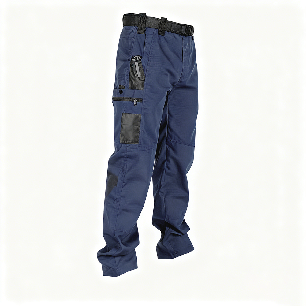Men's Tactical Work Pants With Multiple Pockets And Zipper Closures, Durable Outdoor Training Pants