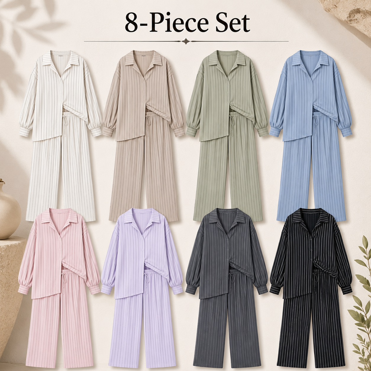 Mixed 8-Pack relaxed striped lounge set package image