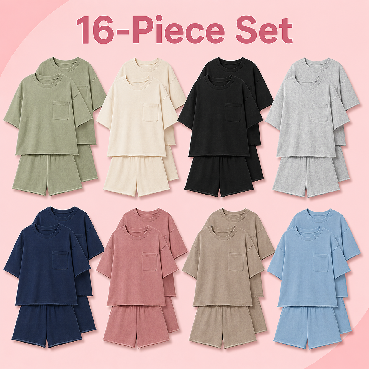 16-Piece Set package image for oversized short sleeve lounge set