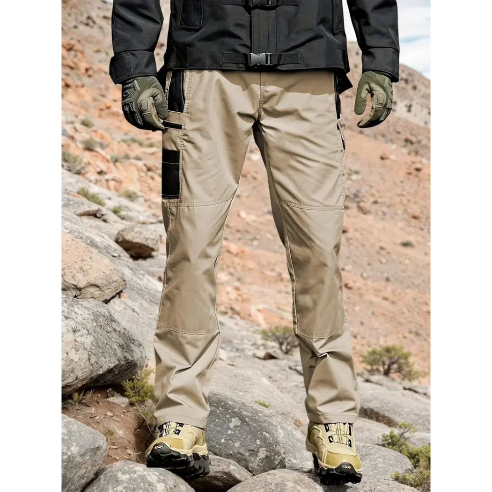 Men's Tactical Work Pants With Multiple Pockets And Zipper Closures, Durable Outdoor Training Pants