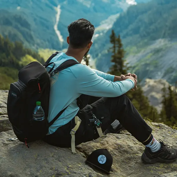 Lightweight utility pants worn for hiking and outdoor travel