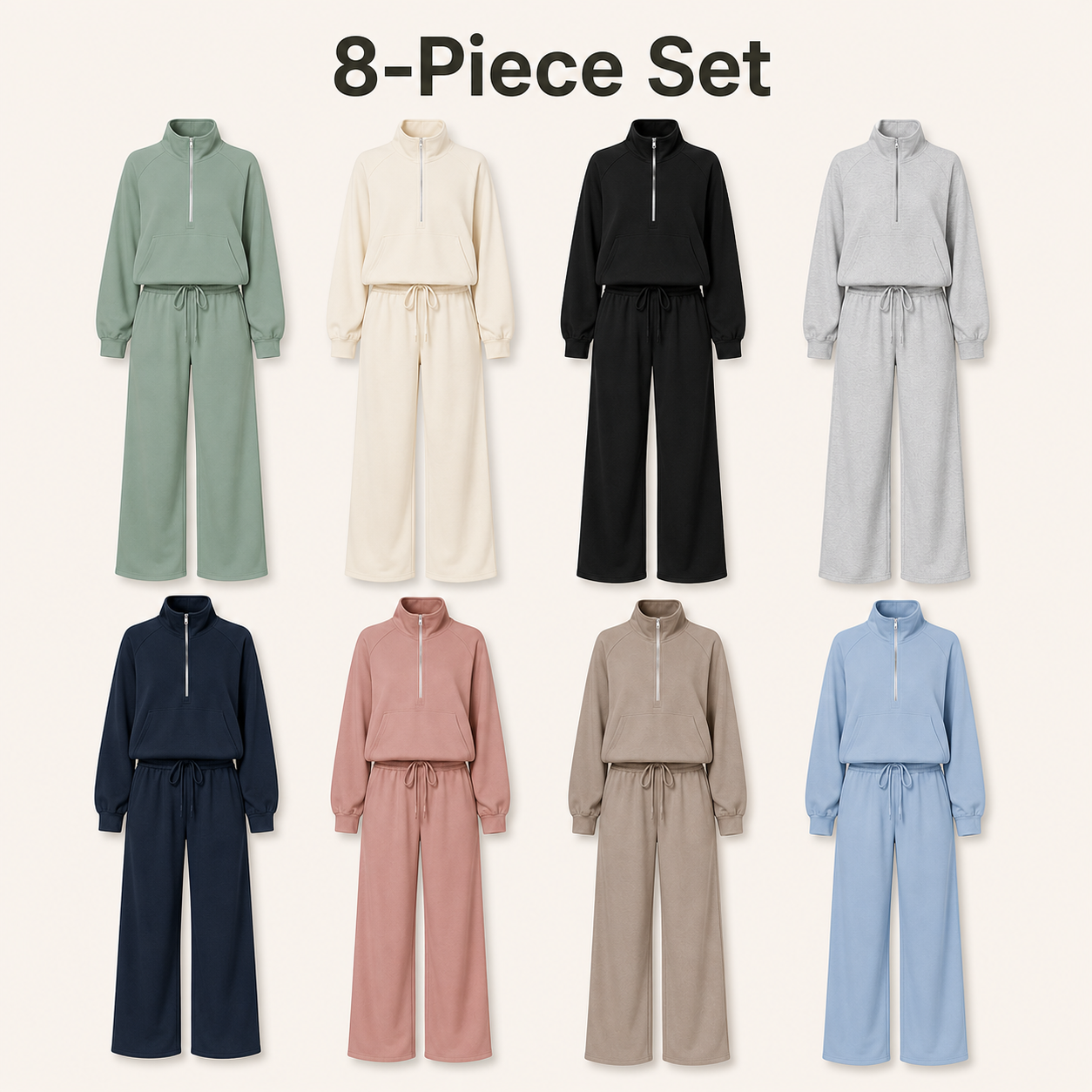 Mixed 8-Pack half zip lounge set