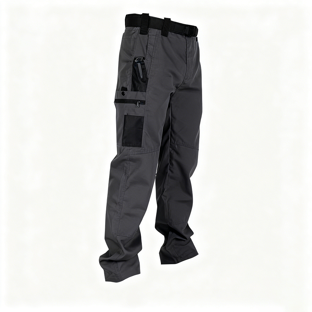 Men's Tactical Work Pants With Multiple Pockets And Zipper Closures, Durable Outdoor Training Pants