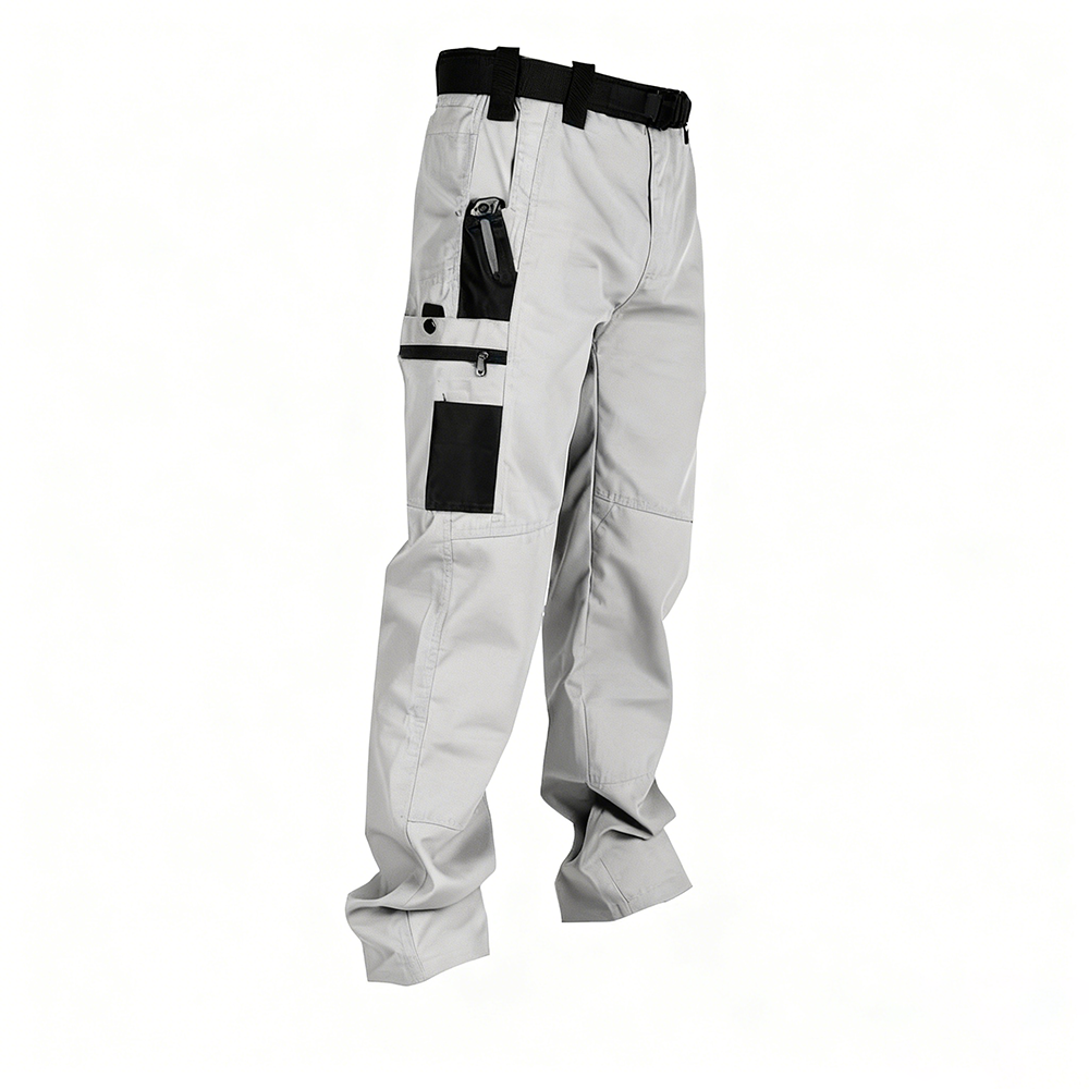 Men's Tactical Work Pants With Multiple Pockets And Zipper Closures, Durable Outdoor Training Pants
