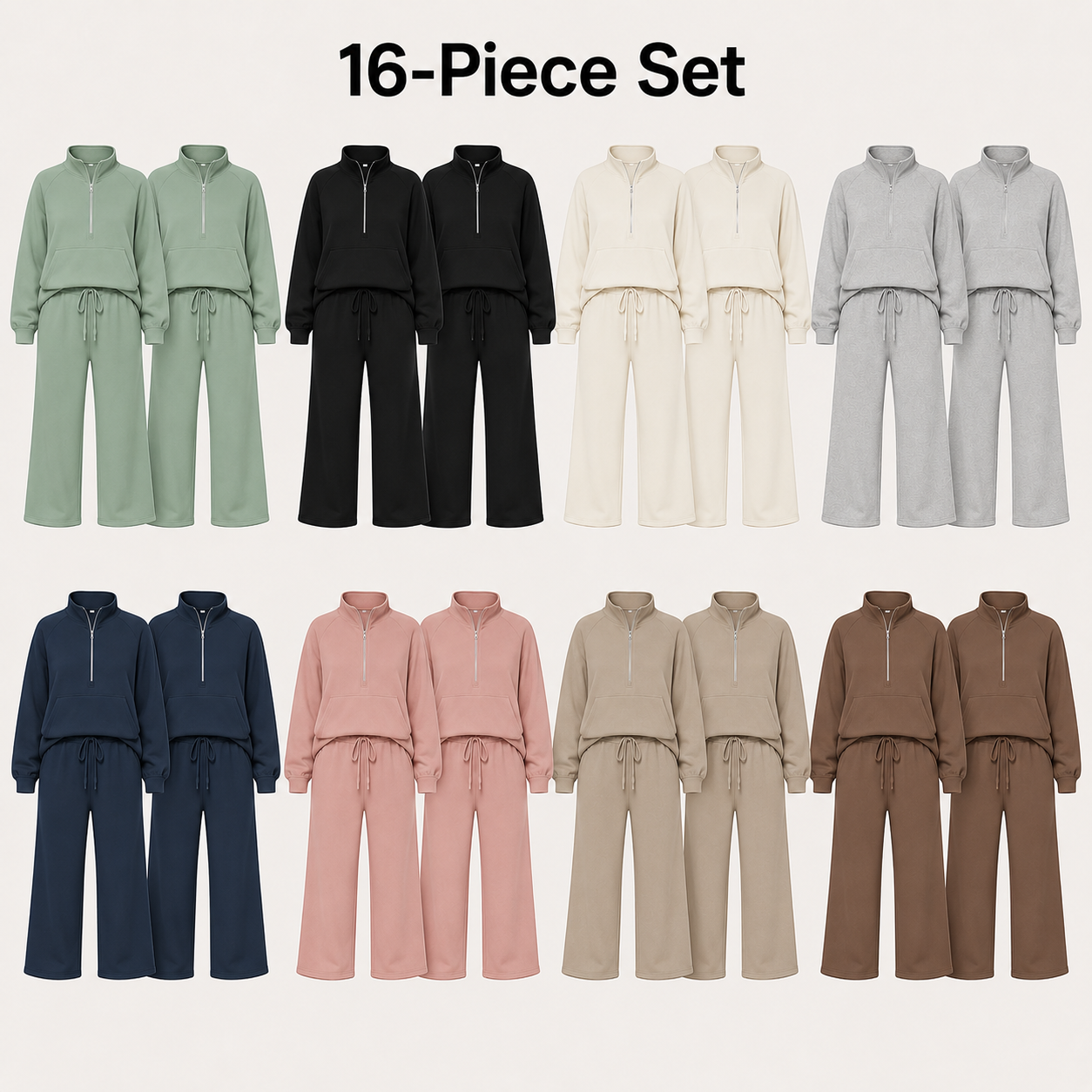 Mixed 16-Pack half zip lounge set