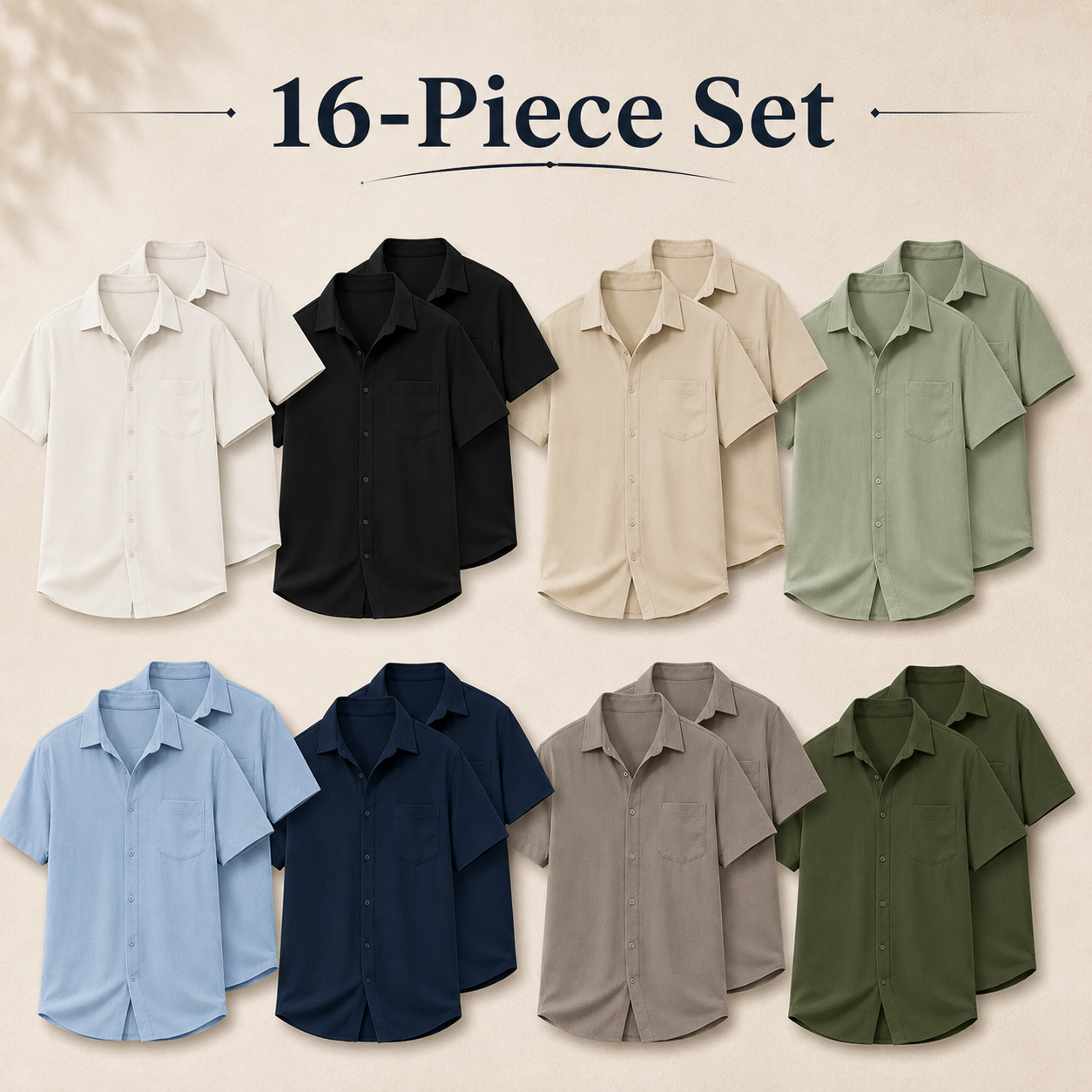 Men's short sleeve button-up shirt mixed 16-pack