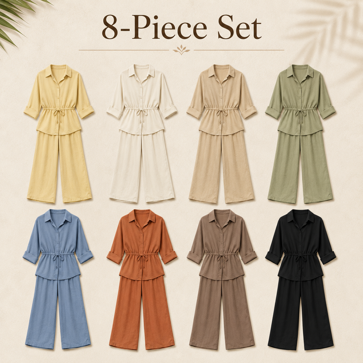 Mixed 8-Pack relaxed drawstring two-piece set