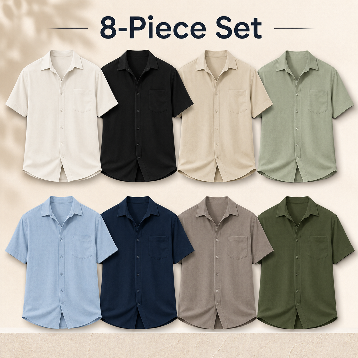 Men's short sleeve button-up shirt mixed 8-pack