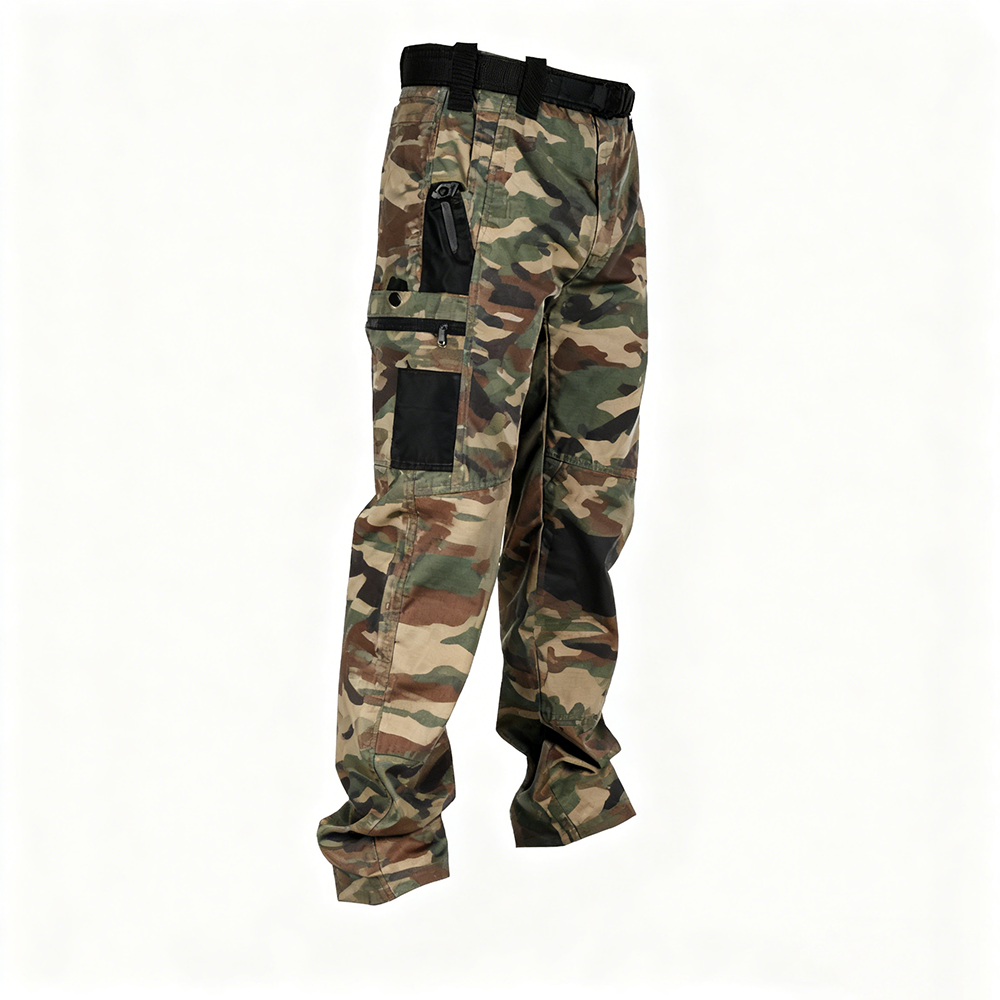 Men's Tactical Work Pants With Multiple Pockets And Zipper Closures, Durable Outdoor Training Pants