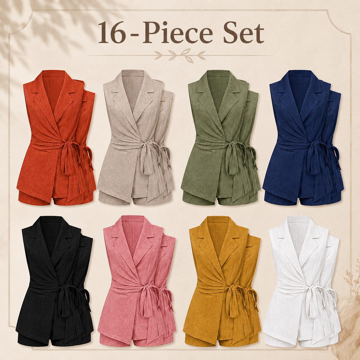 Mixed 16-Pack sleeveless wrap blazer romper set