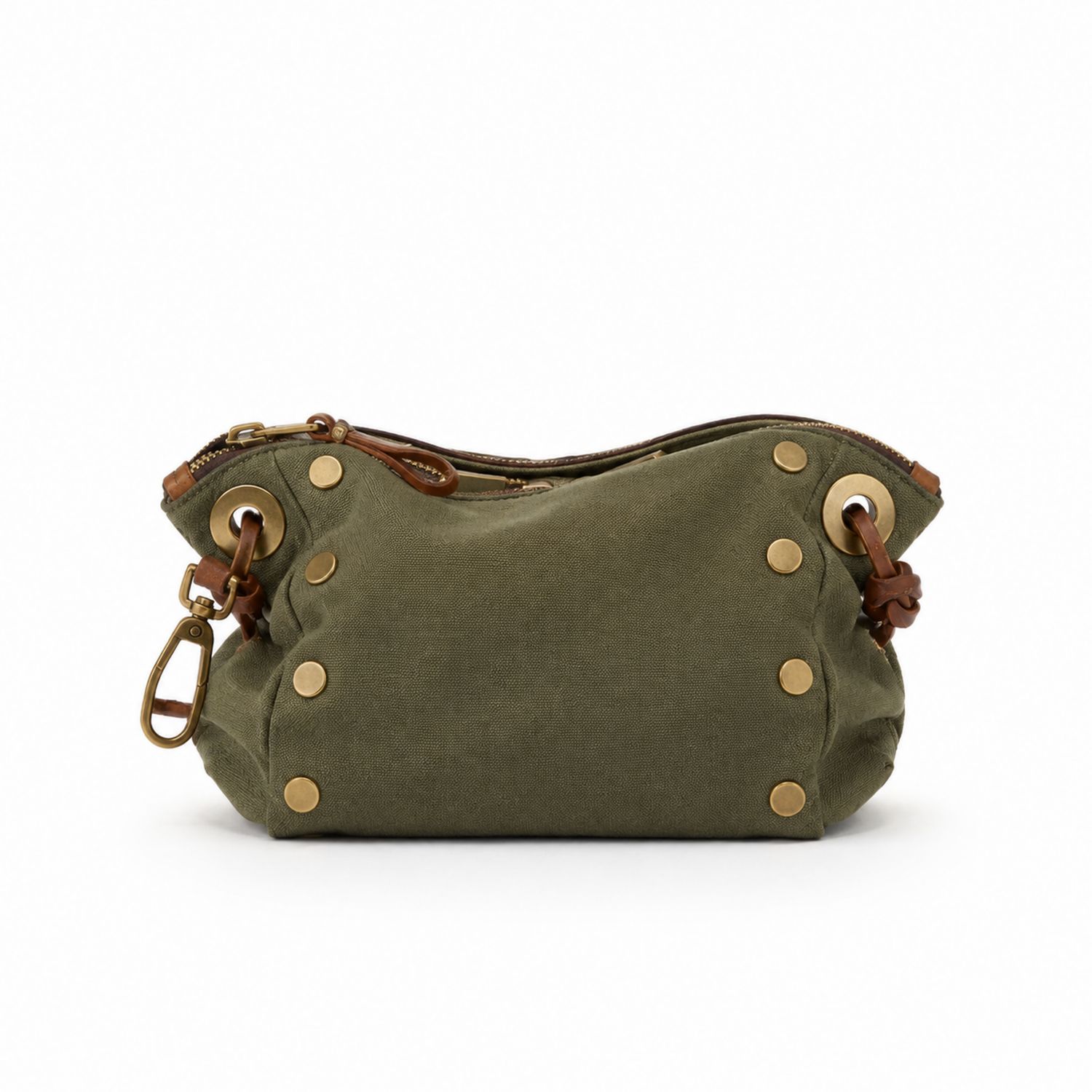 Sac bandoulière kaki avec boutons décoratifs
