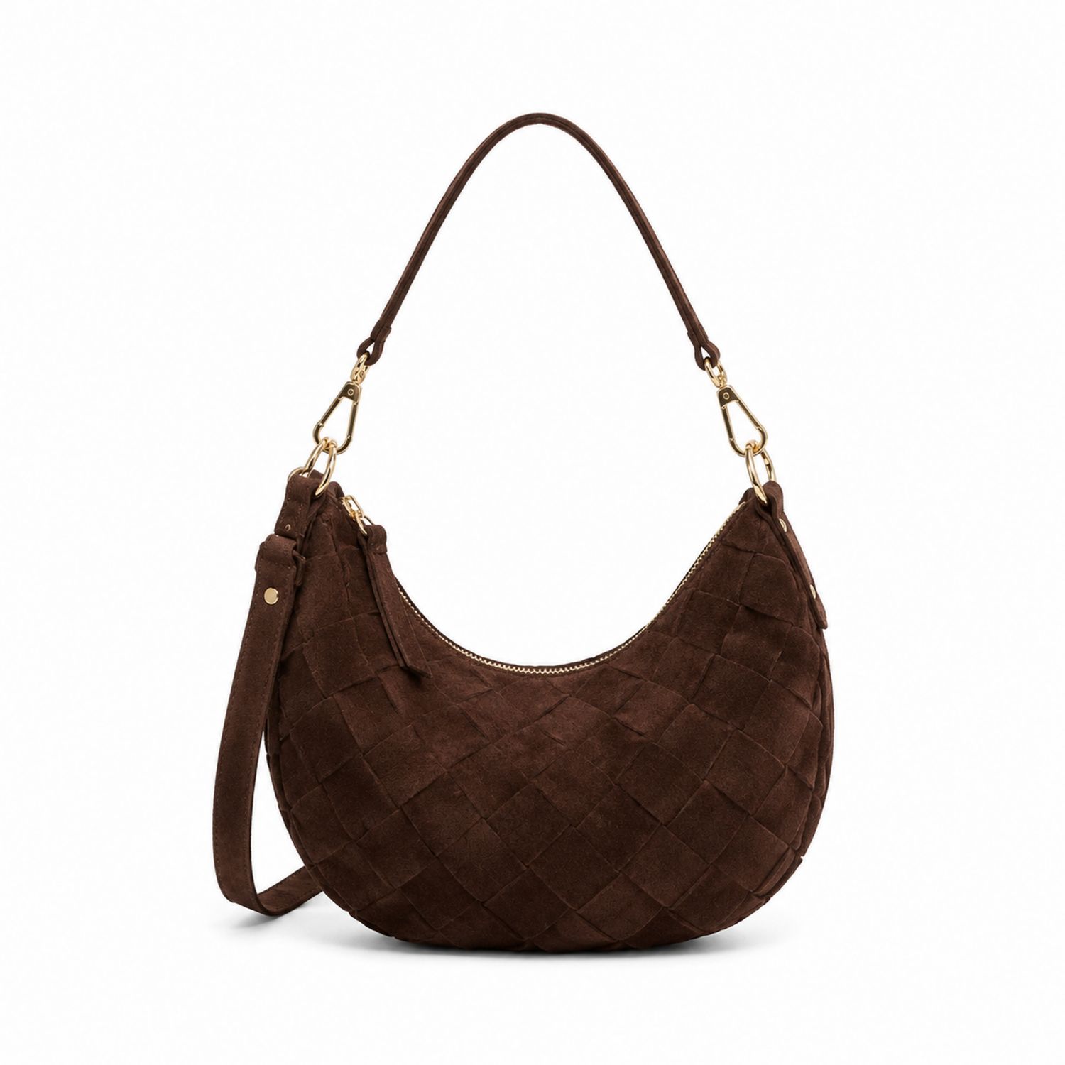 Sac hobo marron avec motif tressé-nordrel