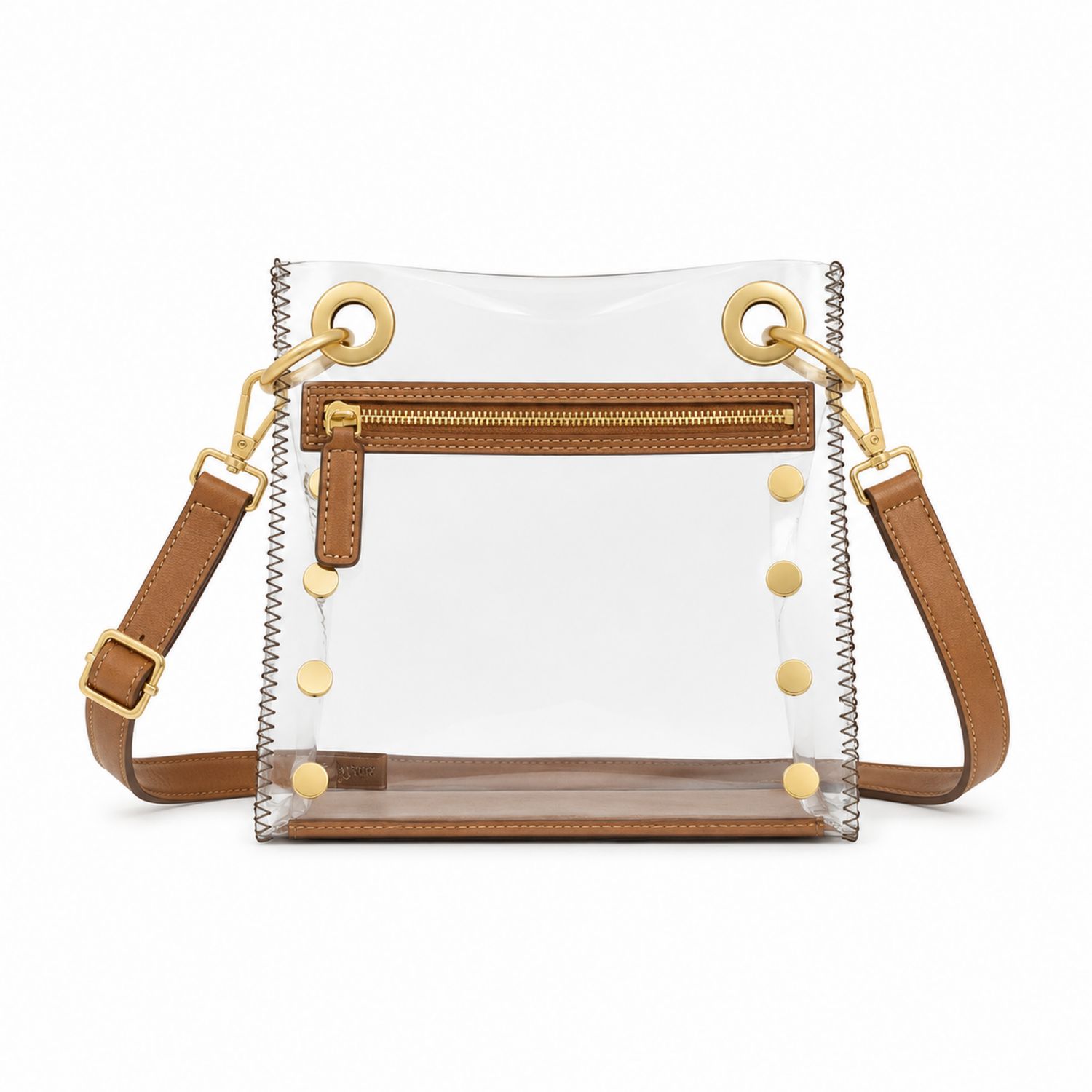 Sac à bandoulière transparent détails marron et doré-nordrel