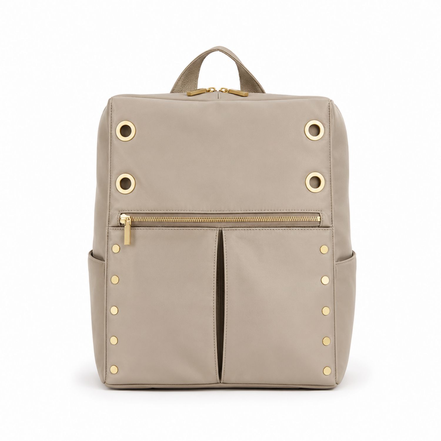 Sac à dos carré élégant beige avec détails dorés-nordrel