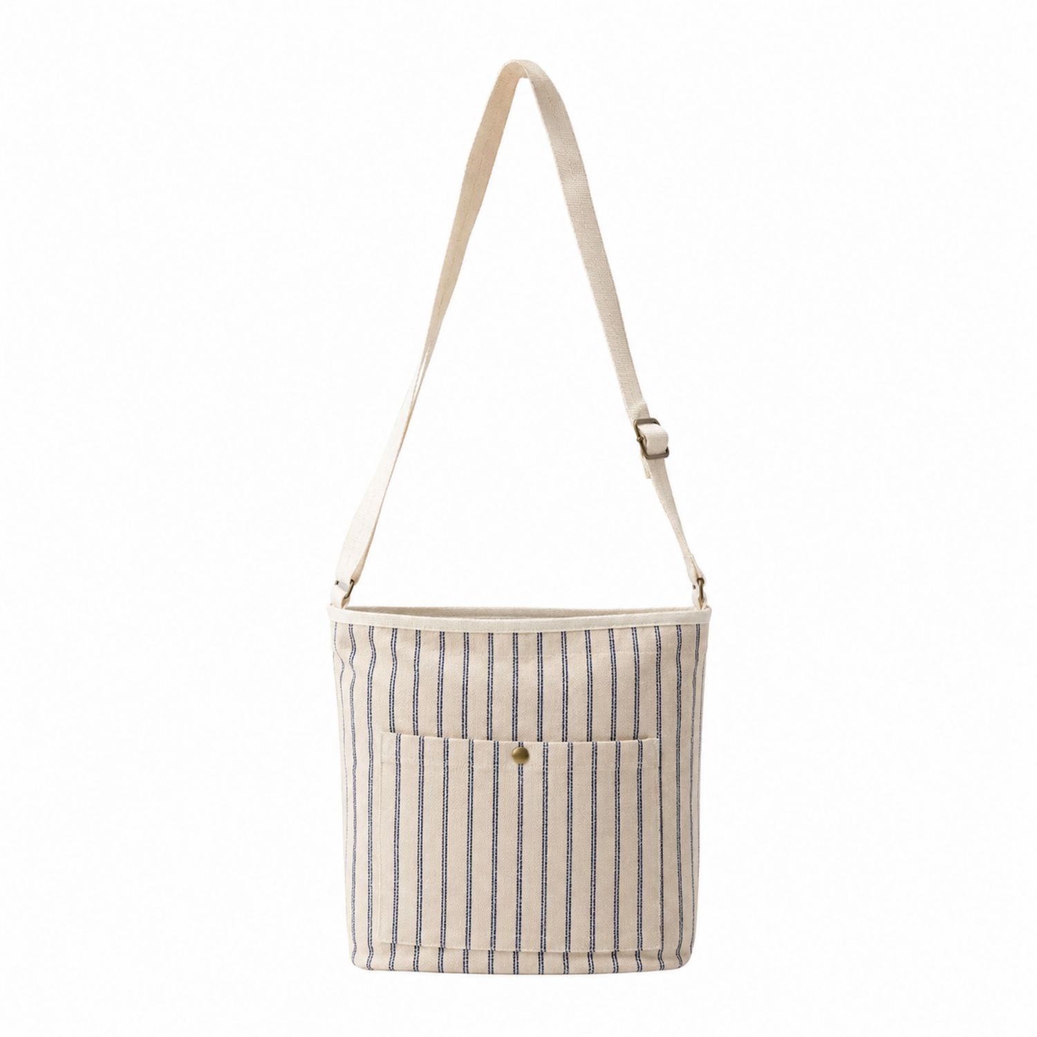 Sac bandoulière rayé beige et bleu avec poche avant-nordrel