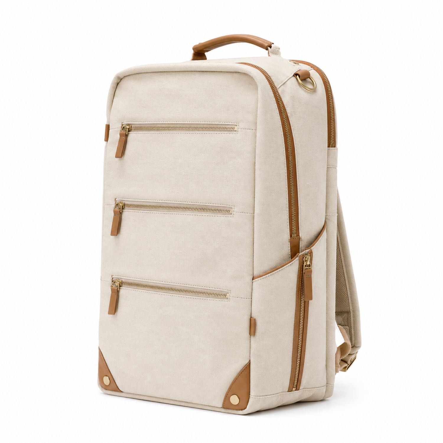 Sac à dos beige moderne 20L avec finitions en cuir-nordrel
