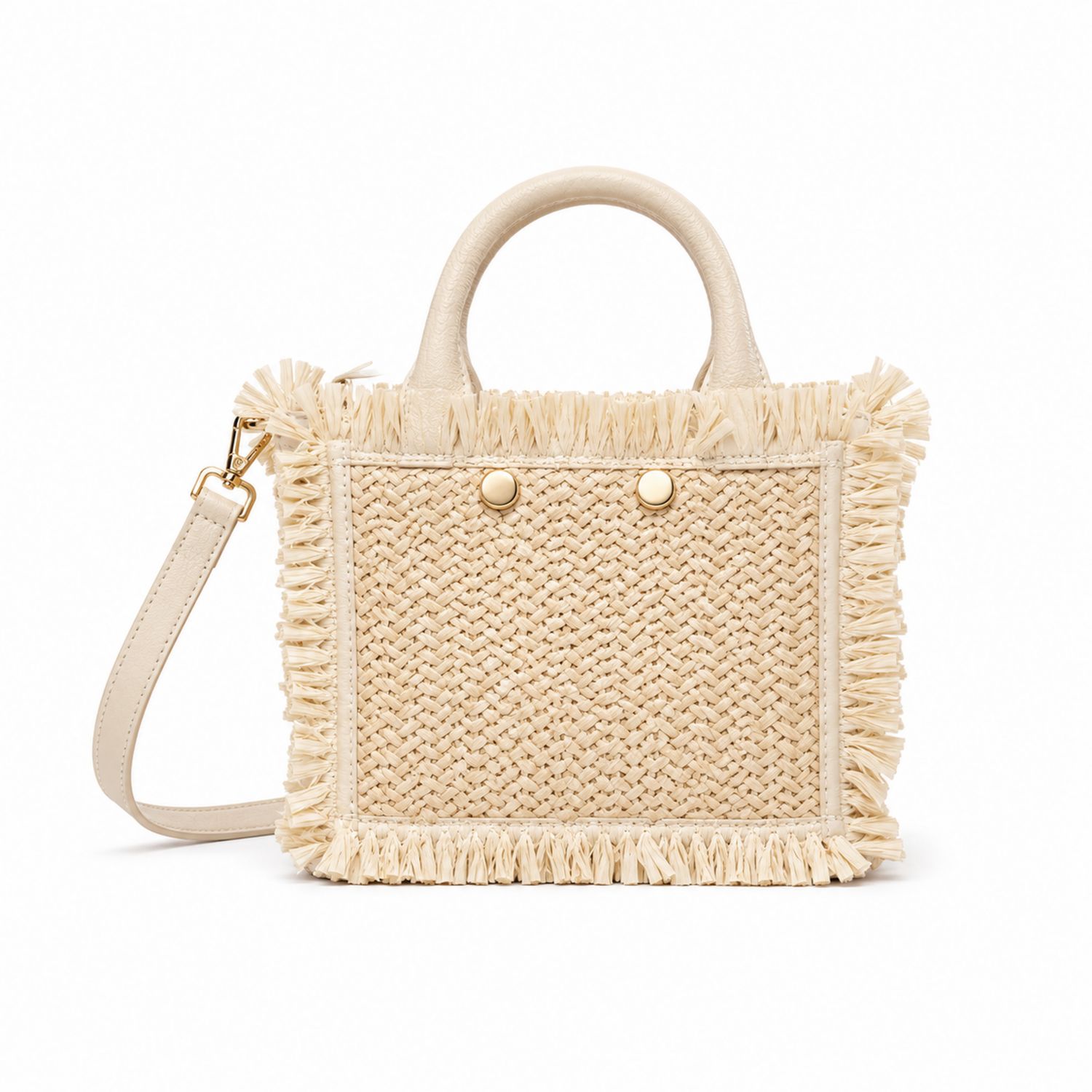 Sac cabas en paille beige avec bandoulière amovible-nordrel