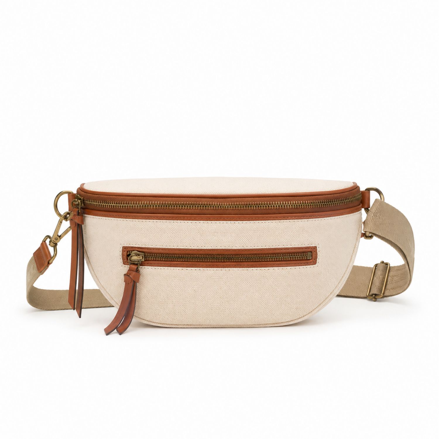 Sac banane beige et marron avec bandoulière ajustable-nordrel
