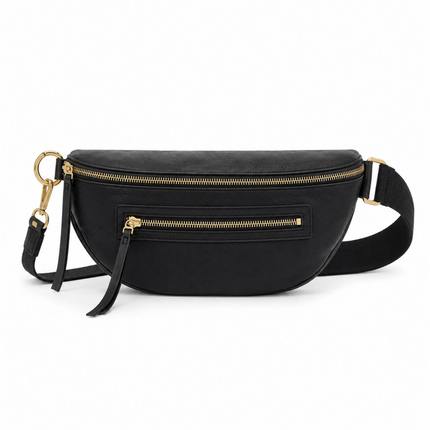 Sac banane noir élégant avec fermetures éclair dorées-nordrel