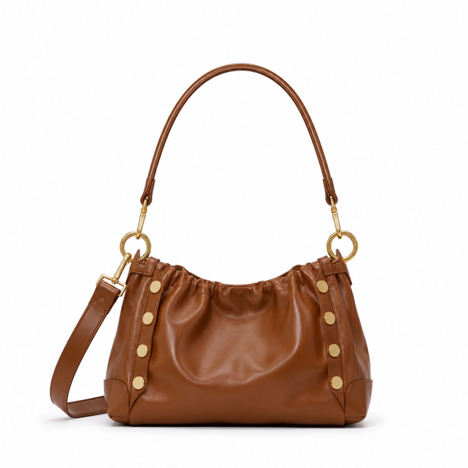 Sac à main marron avec bandoulière et détails dorés-nordrel
