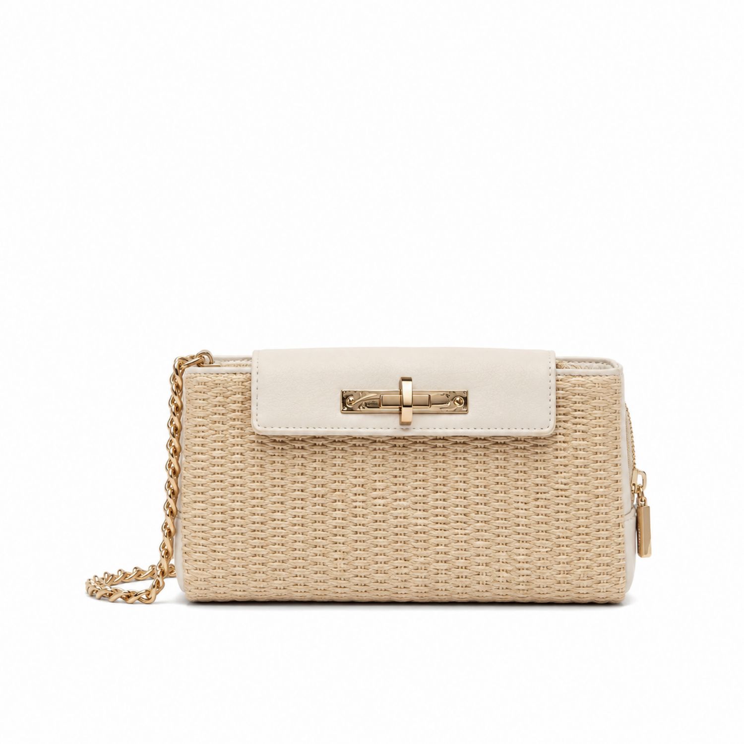 Sac à Main Tressé avec Chaîne Dorée - Beige-nordrel