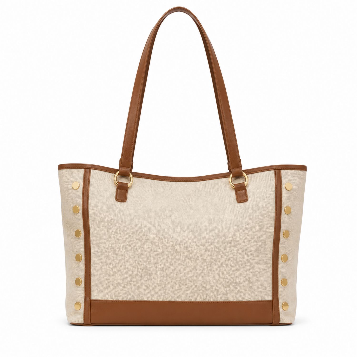 Sac cabas beige et brun avec détails dorés-nordrel