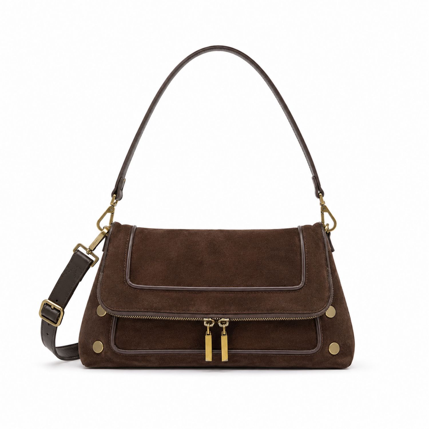 Sac à main marron en cuir et détails dorés-nordrel