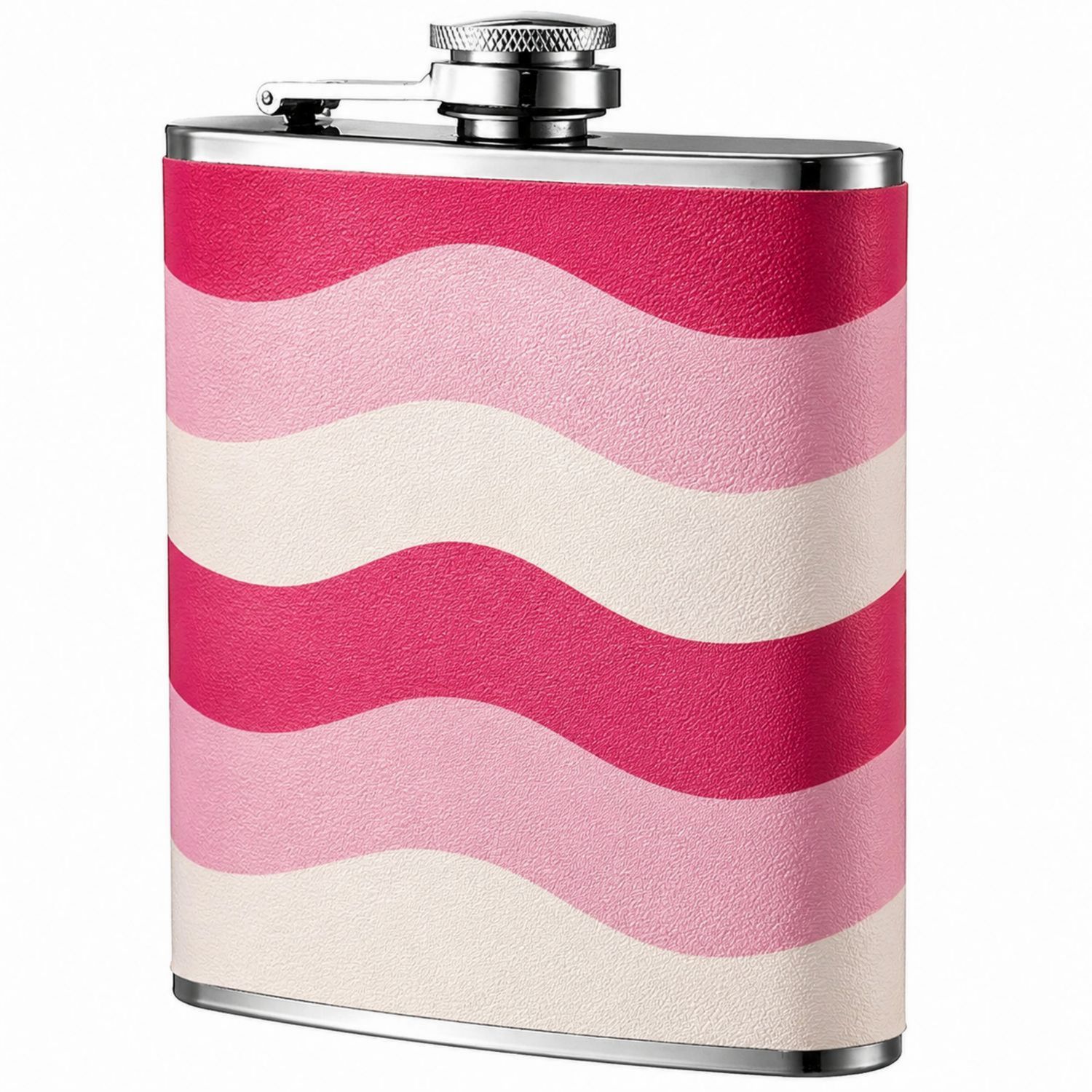 Petaca con Diseño Ondulado en Rojo, Rosa y Beige-Urbanvirel