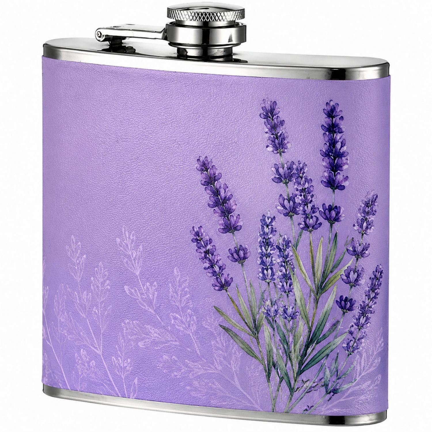 Petaca de Acero Inoxidable con Estampado de Lavanda 240ml-Urbanvirel