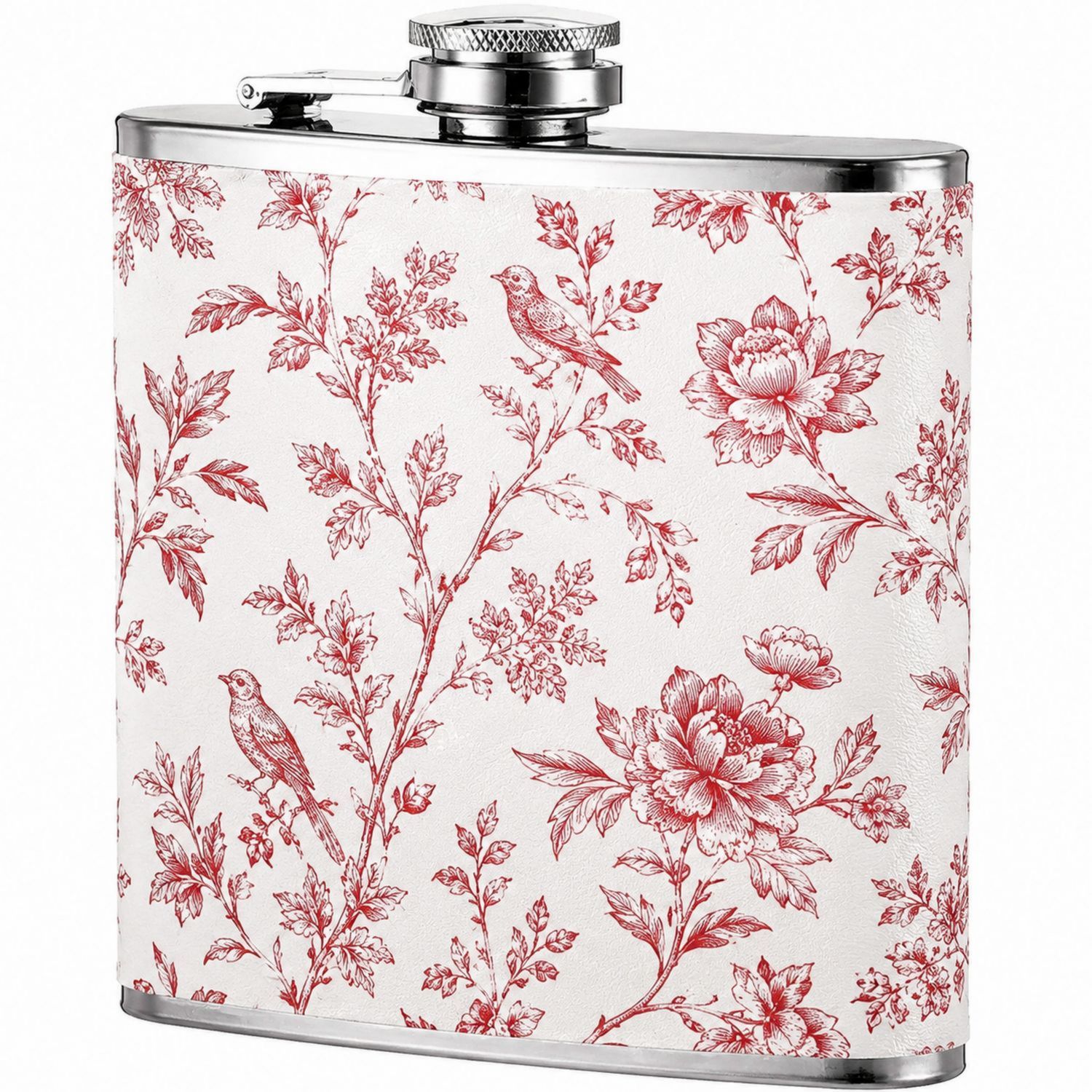Petaca de Diseño Floral Blanco y Rojo 240ml-Urbanvirel