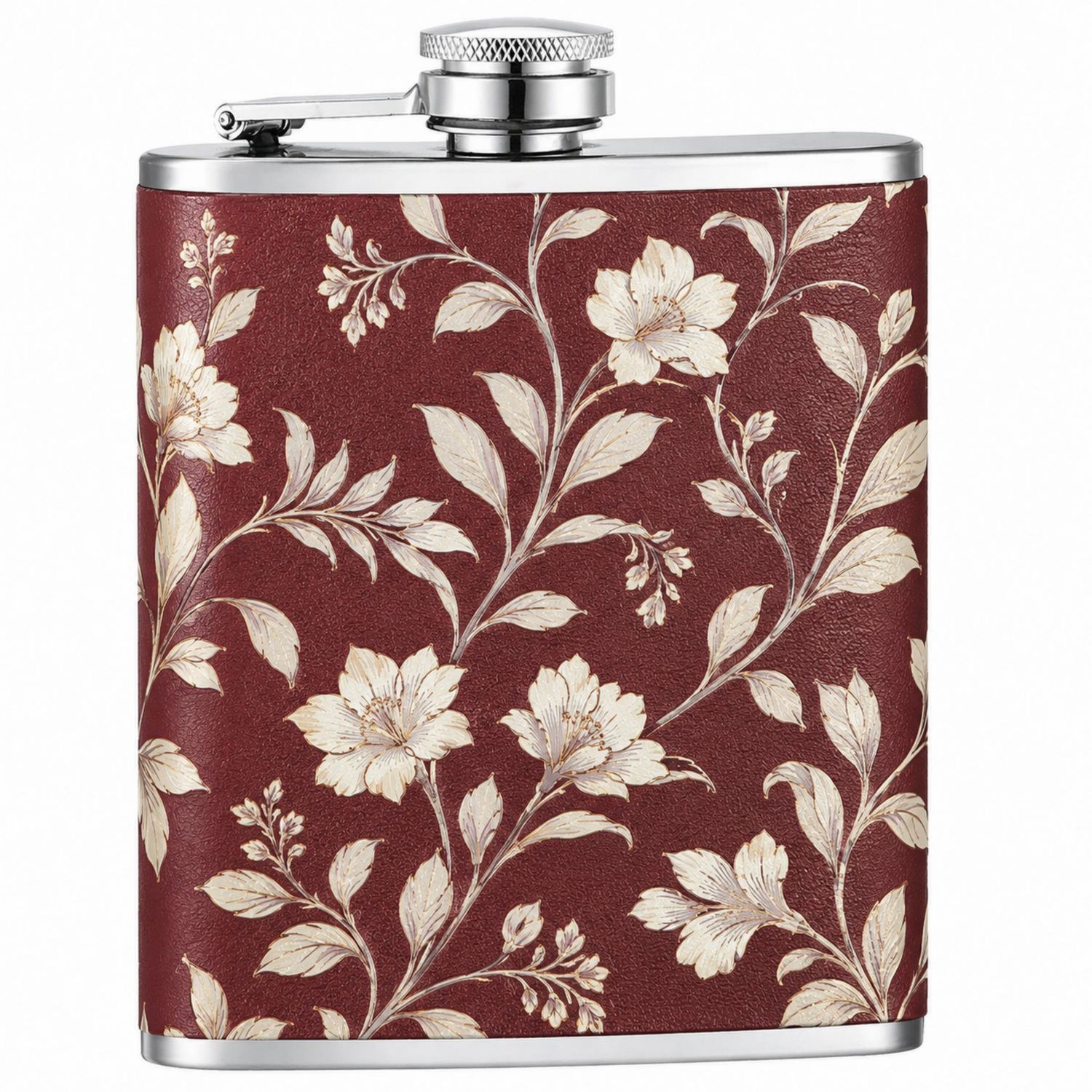 Petaca de Acero Inoxidable con Estampado Floral 230ml Rojo y Blanco-Urbanvirel